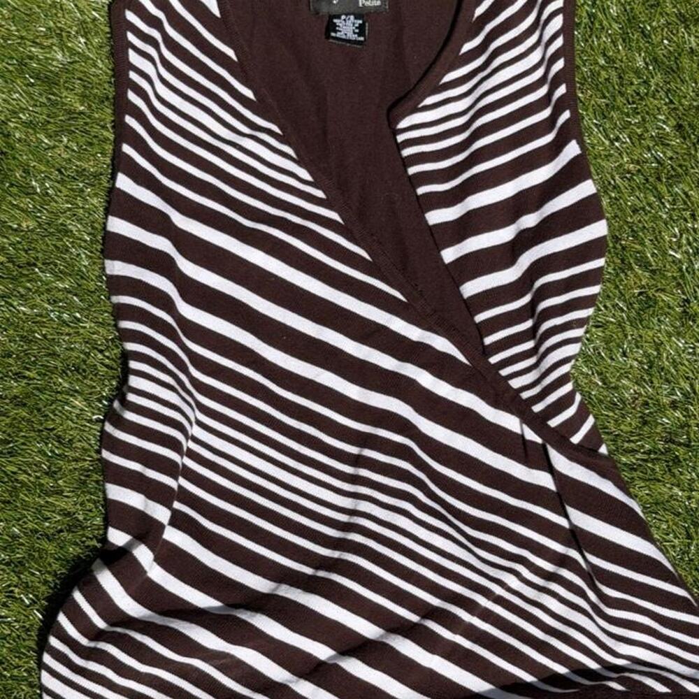 Y2k brown white striped top